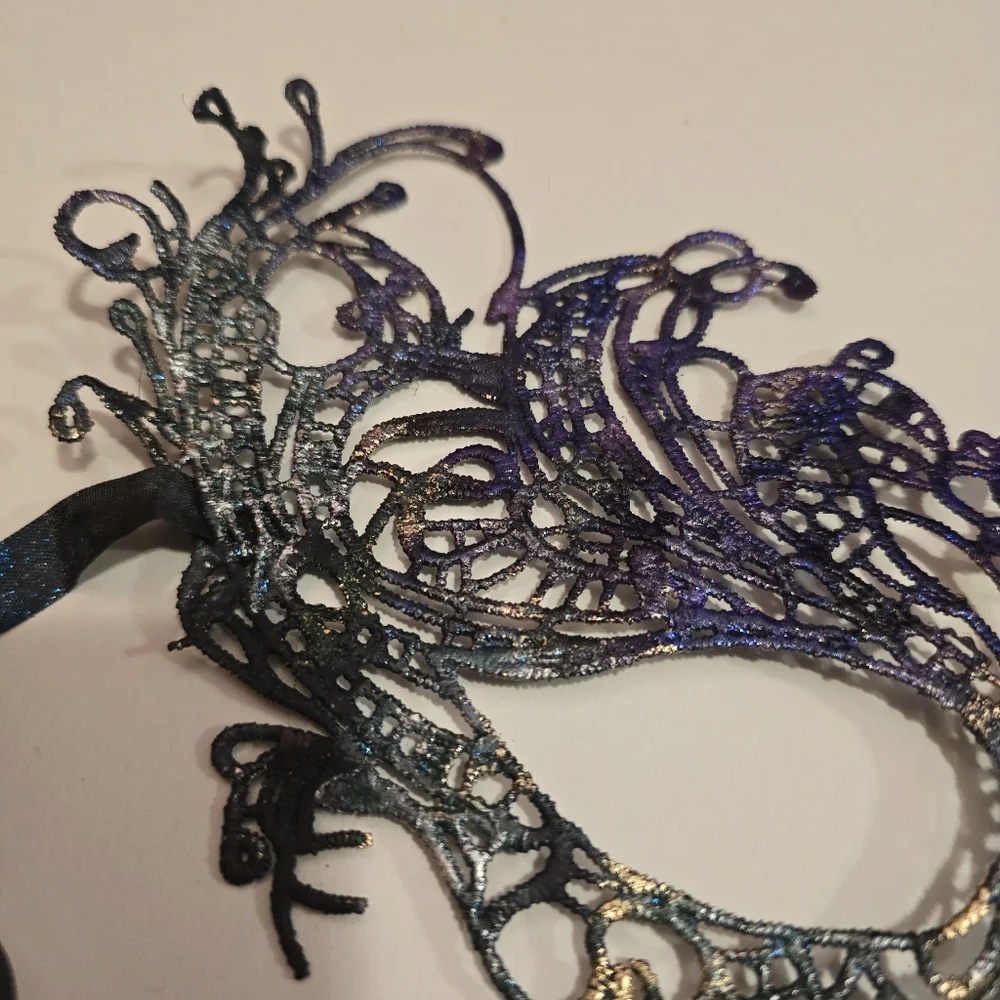 HANDCRAFTED Upcycled Lace Eye Mask HANDPAINTED Festival Mask Comic Con Sexy Play